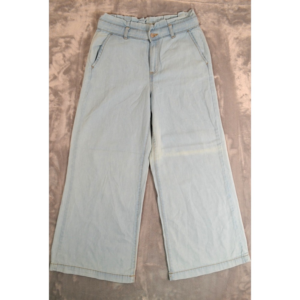 Banana Republic Wide Leg Jeans Womens Petite 28/6 Blue Light Wash High Rise